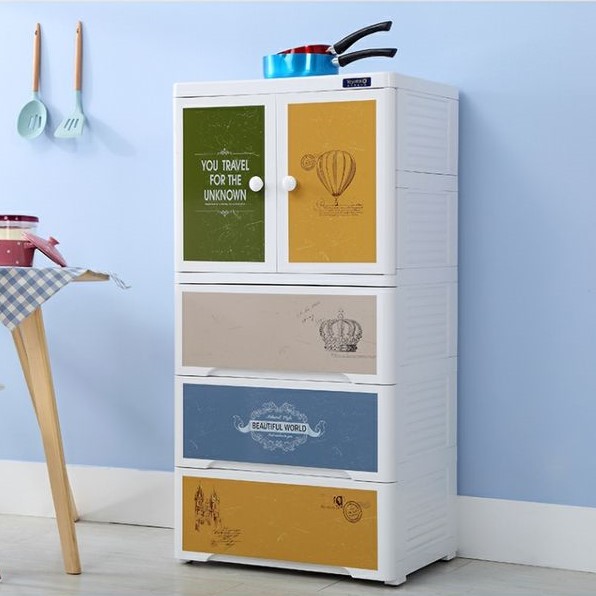 Комод пластиковый Путешествие, 5 секций светлый SG07D25