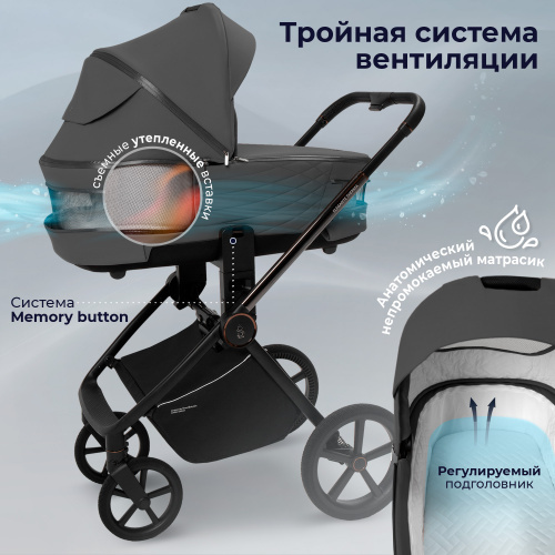 Коляска 2в1 SBL Elegante Therma Dark Grey