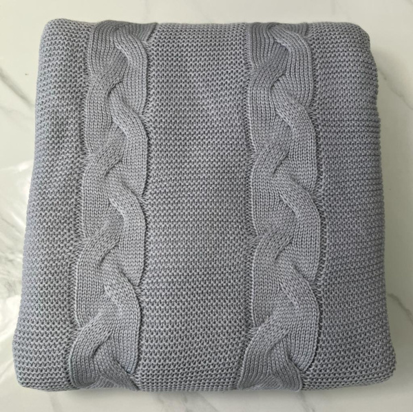 Плед утепленный Широкая коса, серый. 90*100см