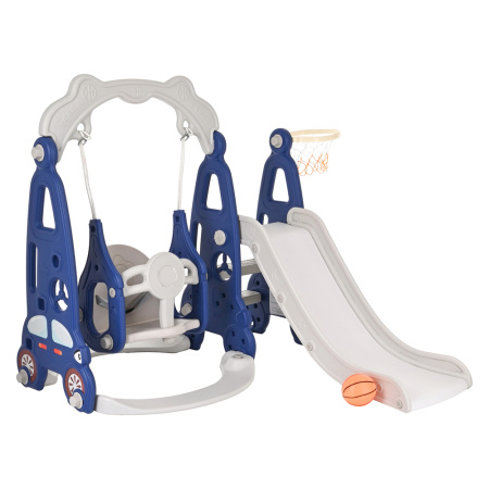 Горка-Комплекс Суперкар (горка,качели,баскет.кольцо) Синий 118*142*109h