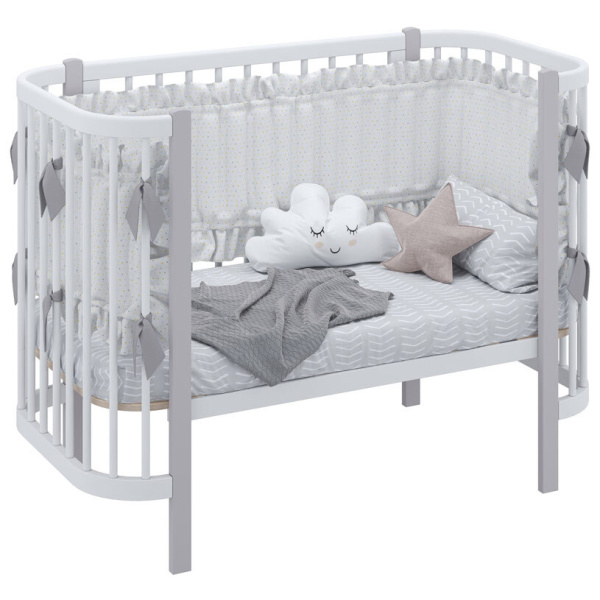 Кровать Солнышко Белый-Серый