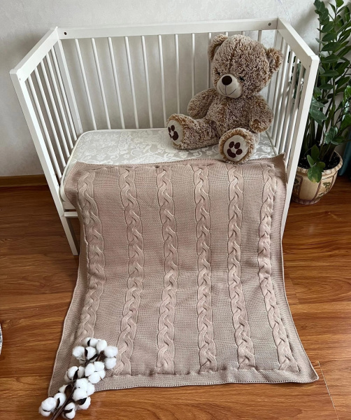 Плед утепленный Широкая коса, Бежевый. 90*100см