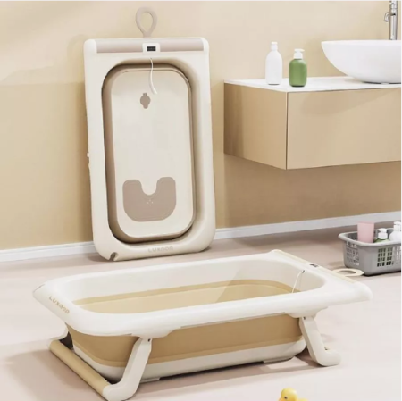 Ванна силиконовая складная с термометром (горка+лейка) 8085 Серая