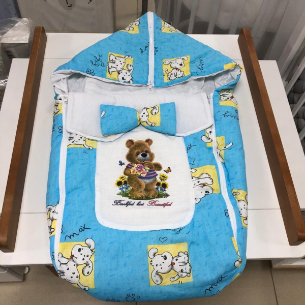 Конверт для новорожденного Лето Мишка, синий