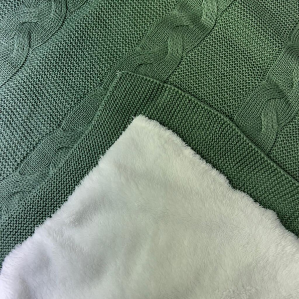 Плед утепленный, вязаный, Олива 90*100см