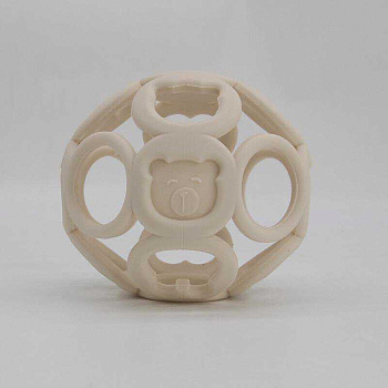 Прорезыватель-грызунок силиконовый шарик-паутинка мягкий, молочно-бежевый