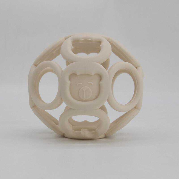 Прорезыватель-грызунок силиконовый шарик-паутинка мягкий, молочно-бежевый