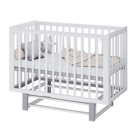 Кровать детская Polini kids Simple 341 с маятником, белый - серый