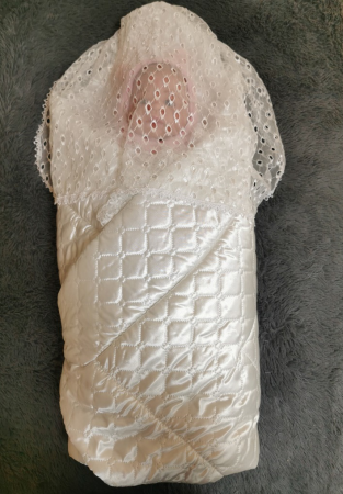 Конверт-Одеяло на выписку ЗИМА, LeaderKids, Белый Атлас, арт. 125030