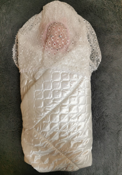 Конверт-Одеяло на выписку ЗИМА, LeaderKids, Белый Атлас, арт. 125030