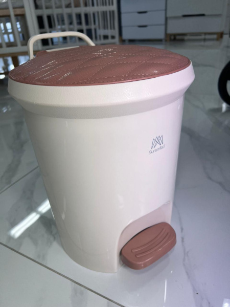 Ведро мусорное круглое, бежевая крышка