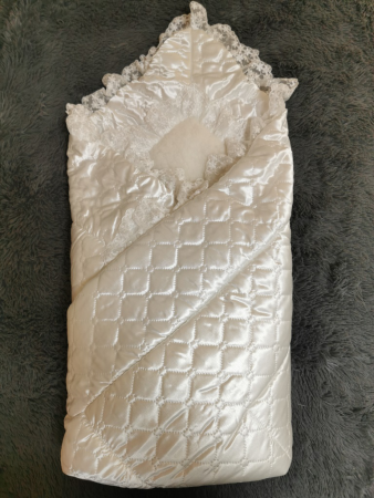 Конверт-Одеяло на выписку ЗИМА, LeaderKids, Белый Атлас, арт. 125030