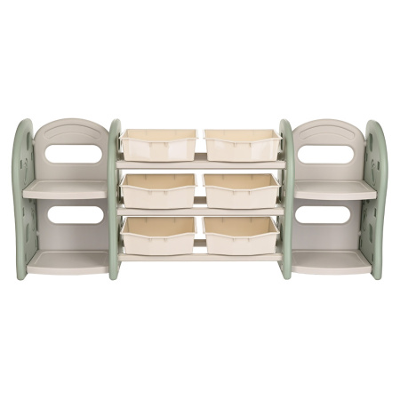 Стеллаж для игрушек с ящик-и и приставками( 2 книжные ) 3 полки,Green/Олива,155*34*66 см
