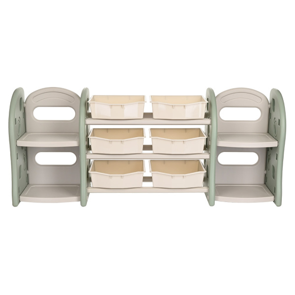 Стеллаж для игрушек с ящик-и и приставками( 2 книжные ) 3 полки,Green/Олива,155*34*66 см