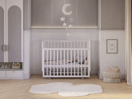 Кровать детская Polini kids Simple 341 с маятником, белый - серый