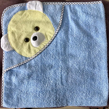 Полотенце с уголком Мишка, голубой 85*85