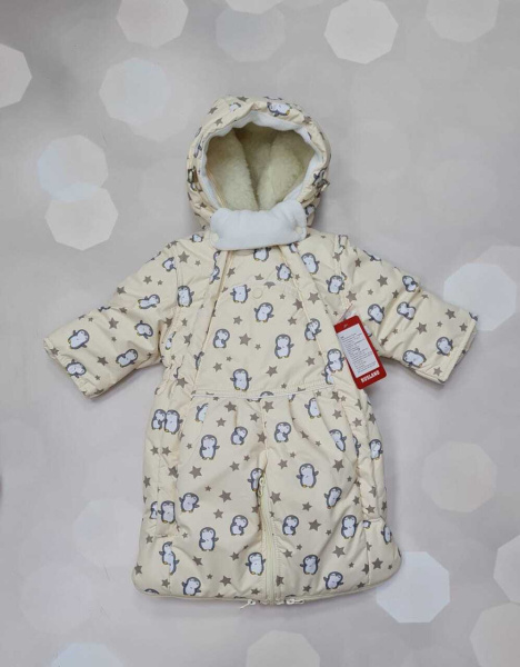 Комбинезон Трансформер Зимний, Пингвин, Желтый, 74