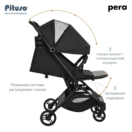 Коляска прогулочная Pituso Pera Black