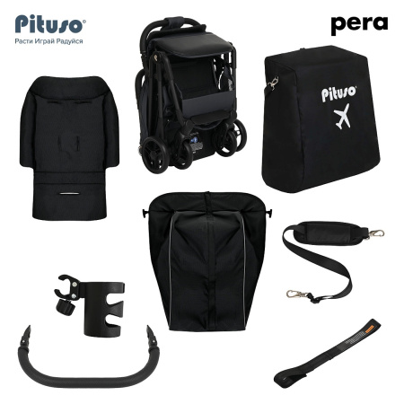 Коляска прогулочная Pituso Pera Black