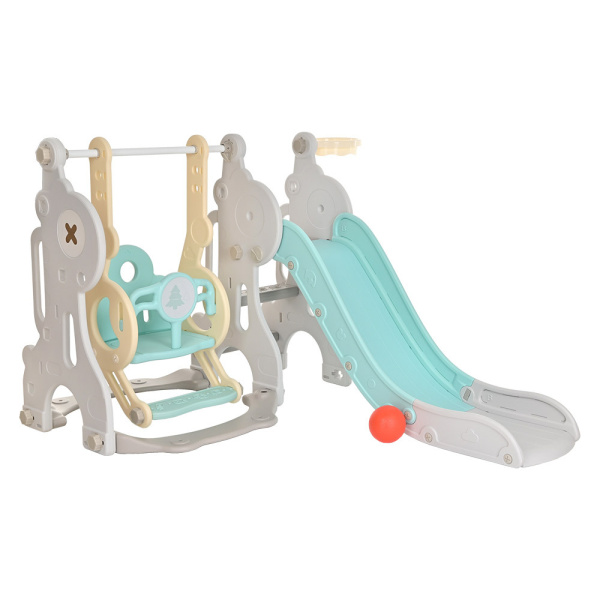 Горка-комплекс Норик (горка, качели, баскет. кольцо) Серый+Голубой (158*138*96 см)