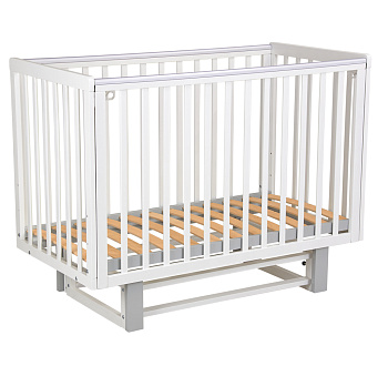 Кровать детская Polini kids Simple 341 с маятником, белый - серый