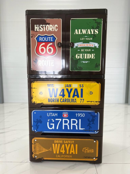 Комод пластиковый Путешествие, 5 секций шоколад  SG08D25