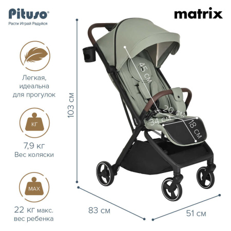 Коляска прогулочная Pituso Matrix Emerald mood
