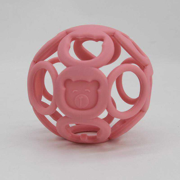 Прорезыватель-грызунок силиконовый шарик-паутинка мягкий, розовый