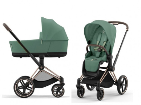 Коляска 2в1 Cybex Priam IV Rosegold цвет Leaf Green