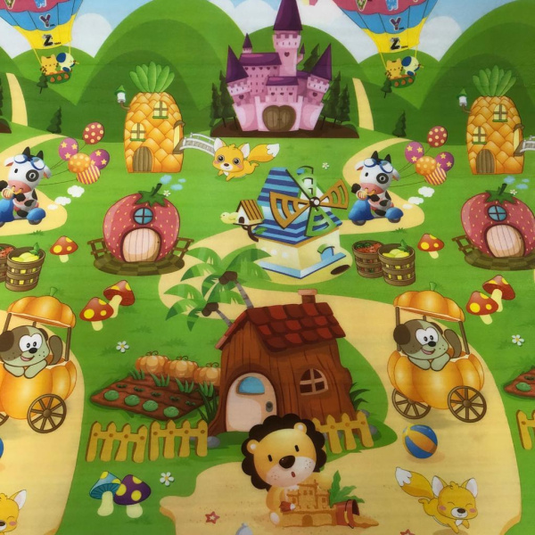 Коврик рулонный, 180*150 см Ананасик/Паровозик 18204