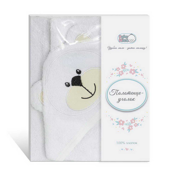 Полотенце-уголок для купания  махровый Мишка 80х80