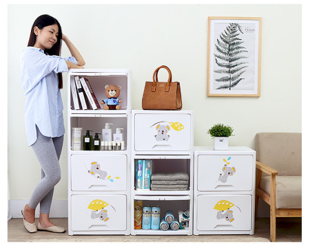 Комод пластиковый Коалы, 4 секции WJ43004