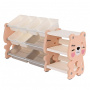 Стеллаж для игрушек с ящиками Медвежонок,3 полки,Pink/Персик,123*33*65h