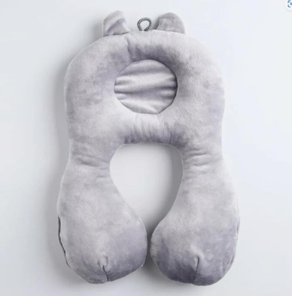 Подушка дорожная для автокресла "Кот", серая