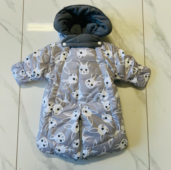 Комбинезон Трансформер Зимний, Зайки, Серый, 74