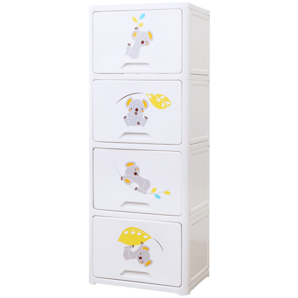 Комод пластиковый Коалы, 4 секции WJ43004