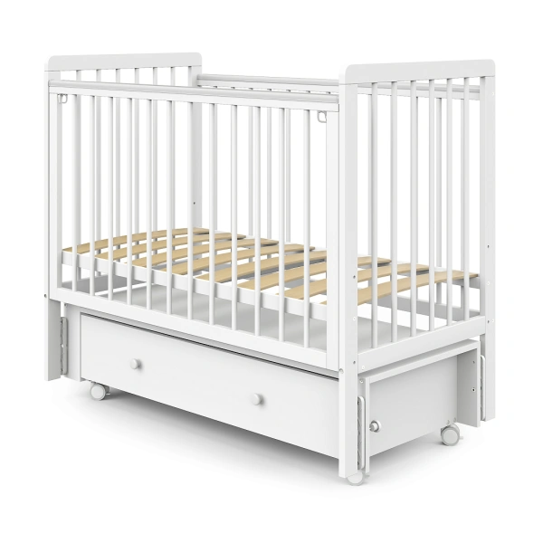 Кровать Pituso Tiny Optima маятник, ящик, цвет Белая аляска