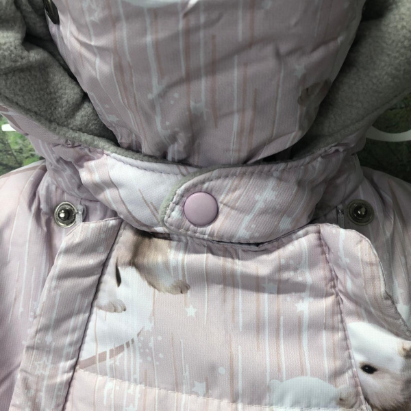 Комбинезон Трансформер Зимний, Белый медведь, Сиреневый 56-74