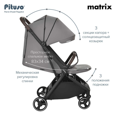 Коляска прогулочная Pituso Matrix Graphite