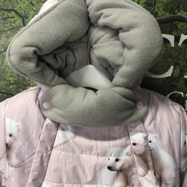 Комбинезон Трансформер Зимний, Белый медведь, Сиреневый 56-74