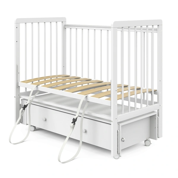 Кровать Pituso Tiny Optima маятник, ящик, цвет Белая аляска