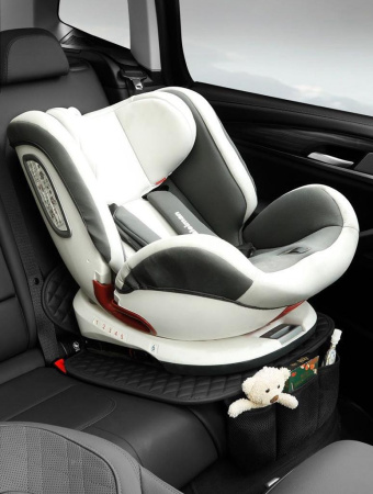 Защитный Коврик под детское автокресло  с кармашками /Рыжий