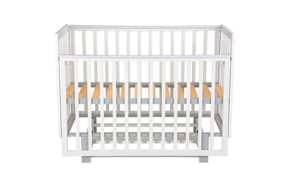 Кровать детская Polini kids Simple 341 с маятником, белый - серый