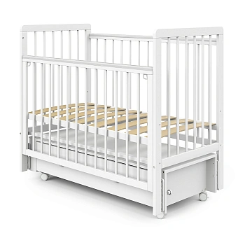 Кровать Pituso Tiny Optima маятник+ ящик, цвет Белая аляска