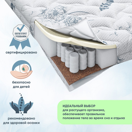 Матрас подростковый пружинный Pituso Premium Spring 160*80*13 стеганый